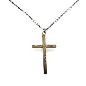 CROSS 12K Gold Filled Clover Etched THEDA Signed Shamrock Necklace Pendant Vtg